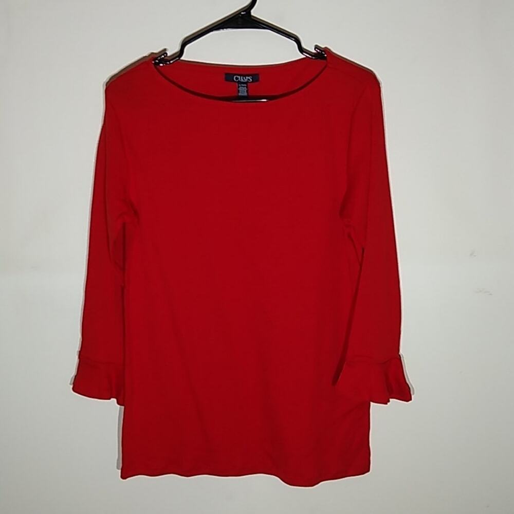 NWT Chaps Women's Size XL red top with bell sleeves. Office, Holidays